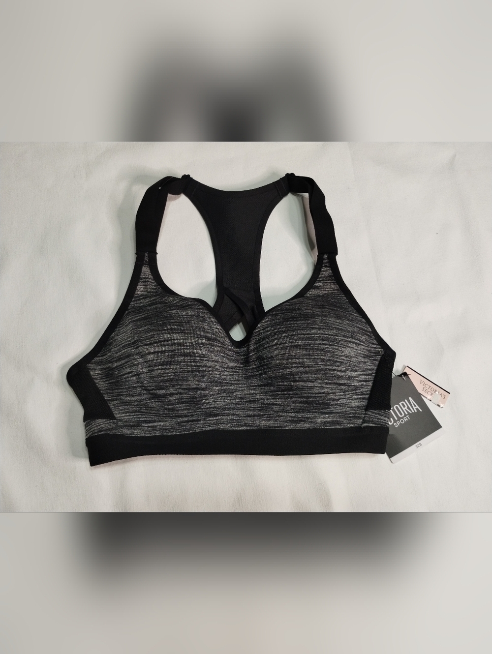 Victoria Secret Black & Heather Grey Racerback High-Support Sports Bra Size 32B